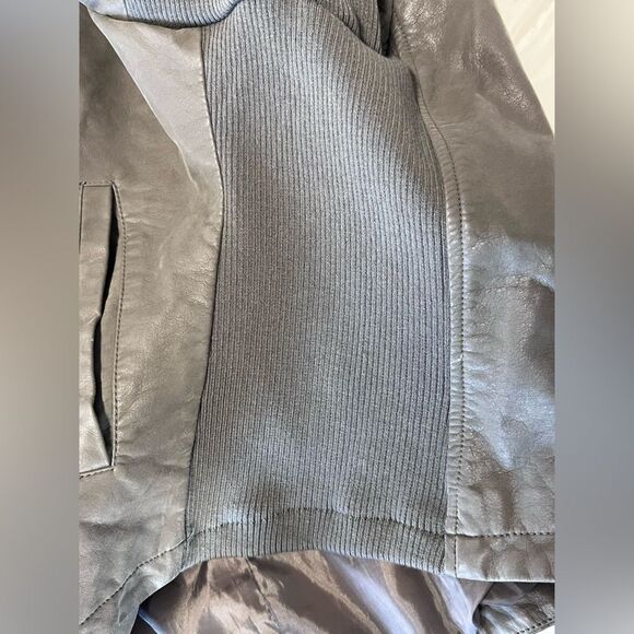 Torrid | Women's Faux Leather Gray Silver Zip Long Sleeve Jacket Coat 4 - Picture 8 of 9